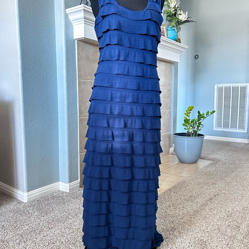 Max Studio Navy Tiered Maxi Dress